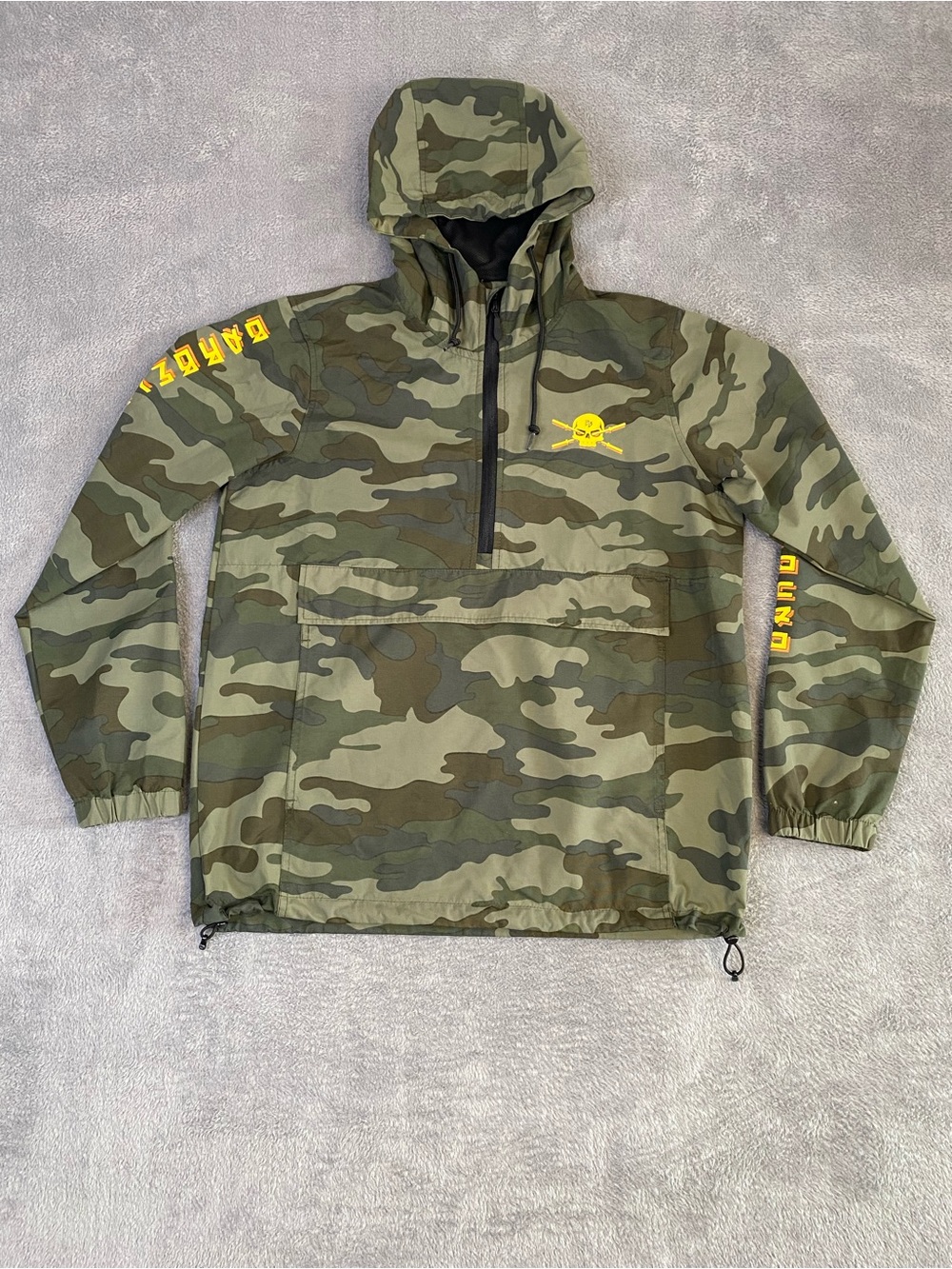Barbell Brigade Green Camo Anorak Half Zip Windbreaker Jacket XS Military Fitnes